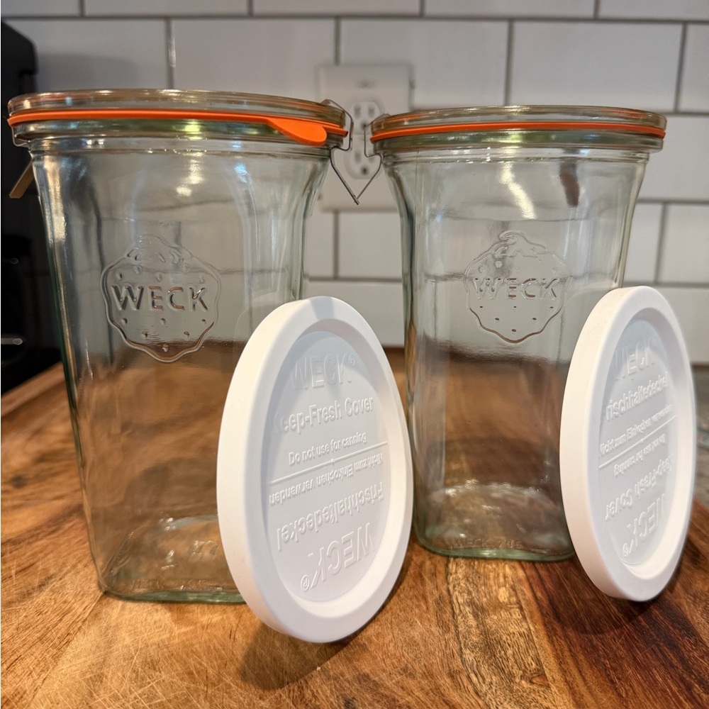 New! Set of (2) WECK 769 Large Quadro Jars - 26.9 oz square bottom